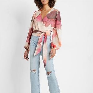 Express floral print surplice blouse
